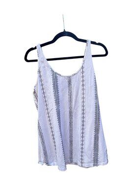 Maurices Womens White Striped Tank Top With Black Geometric Print Size Large 193